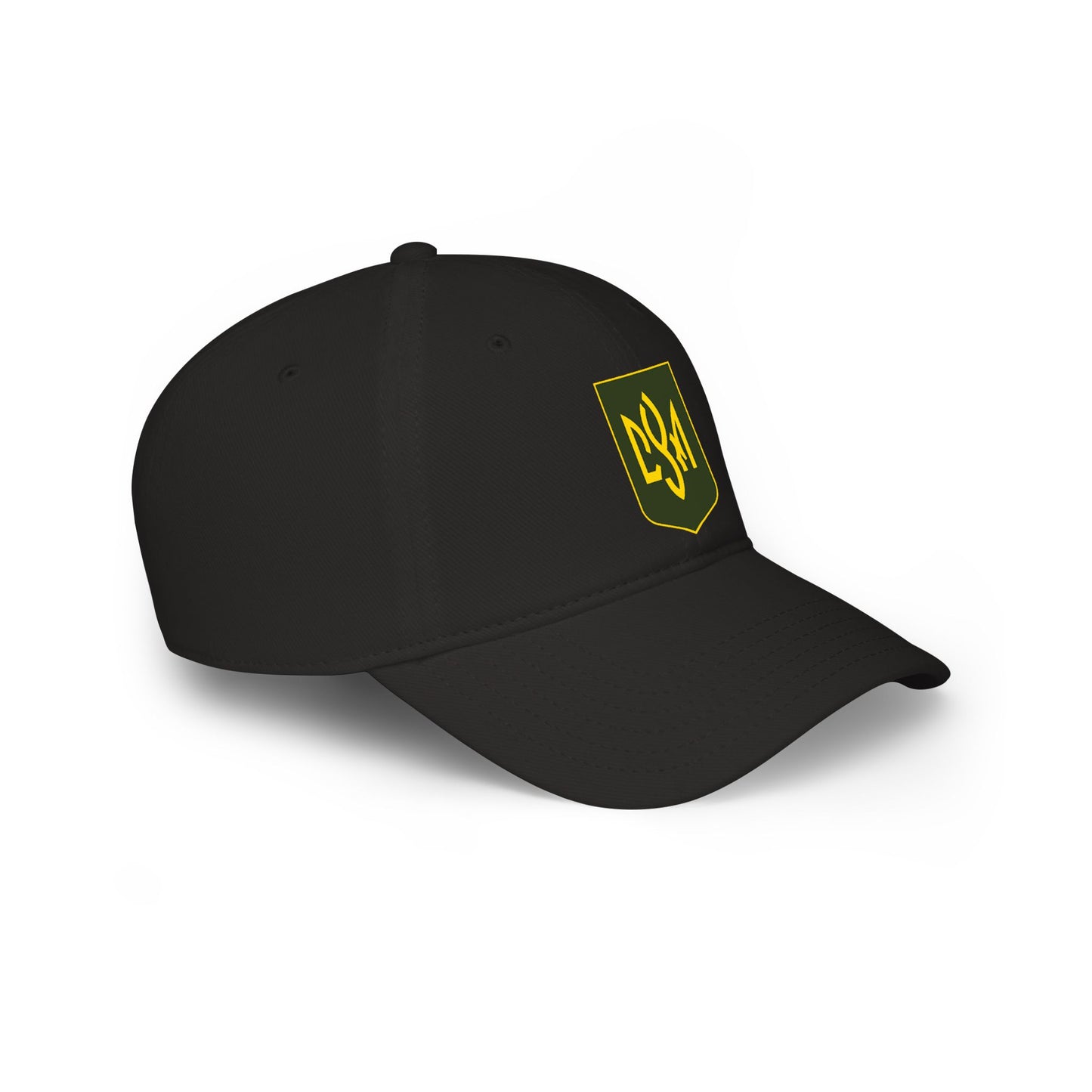 CYM Letters Logo Shield Green and Yellow Embroidered Baseball Cap — Low-Profile Hat