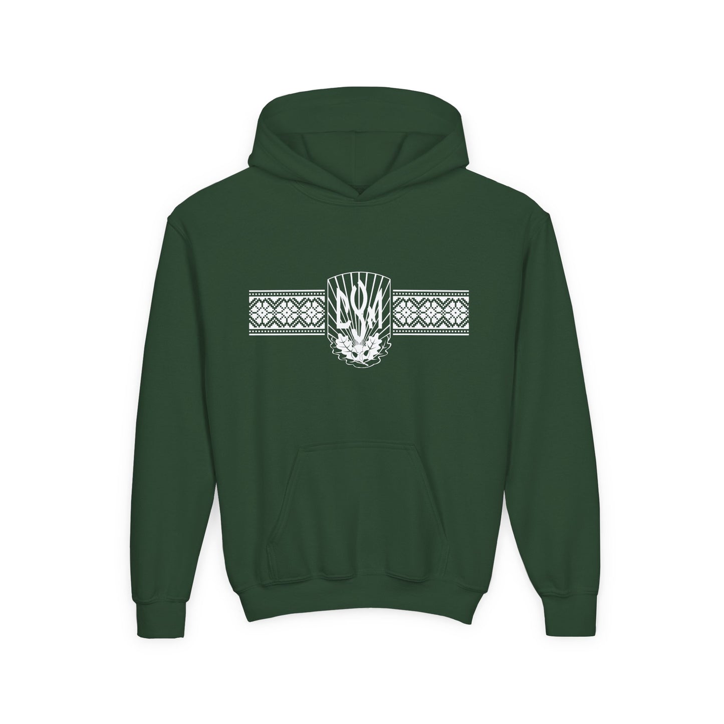 CYM Logo with printed Ukrainian Embroidery Kid’s Pullover Hoodie