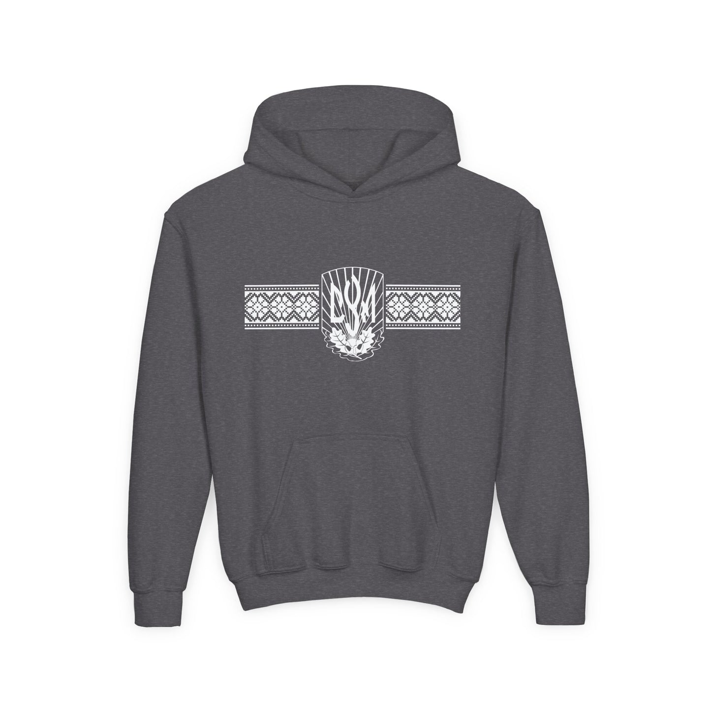 CYM Logo with printed Ukrainian Embroidery Kid’s Pullover Hoodie