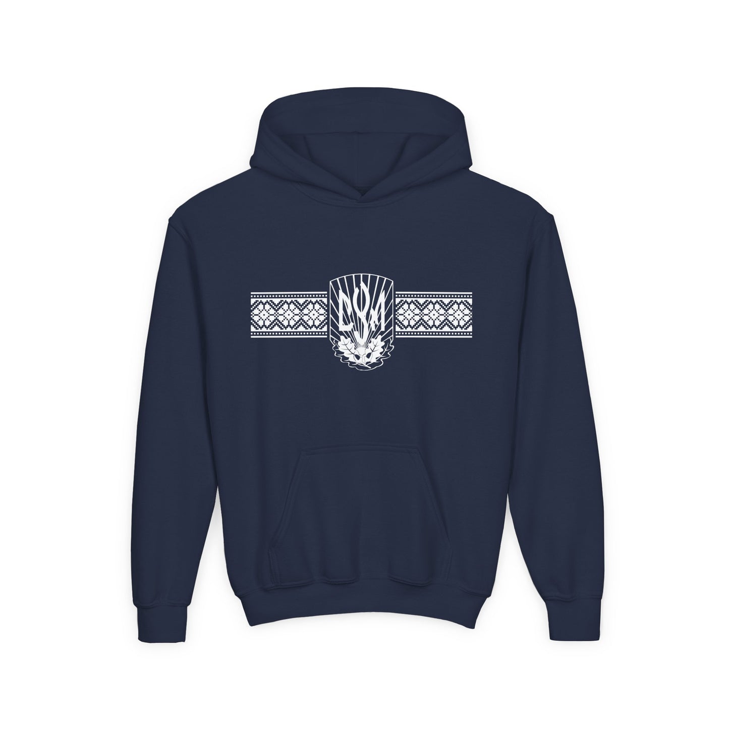 CYM Logo with printed Ukrainian Embroidery Kid’s Pullover Hoodie