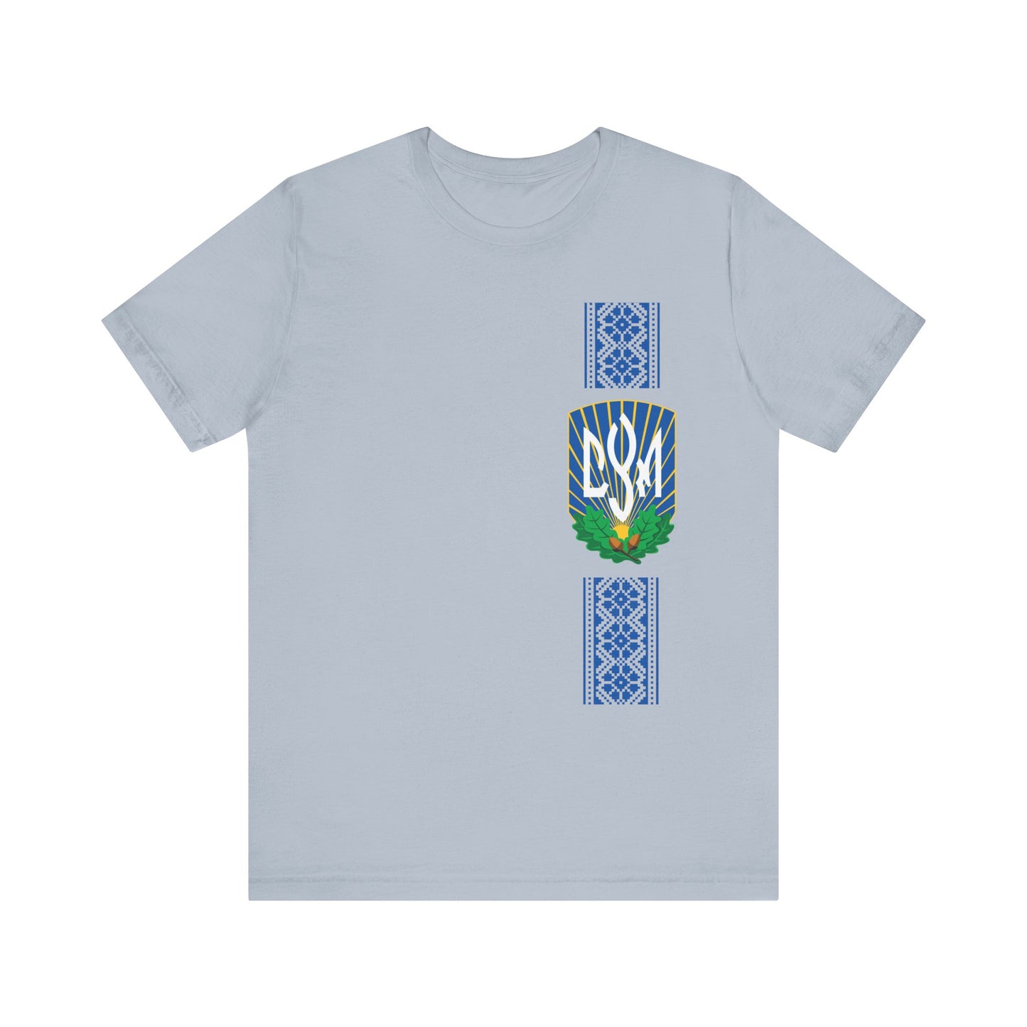 CYM Logo T-Shirt with printed Ukrainian Embroidery Vertical Design