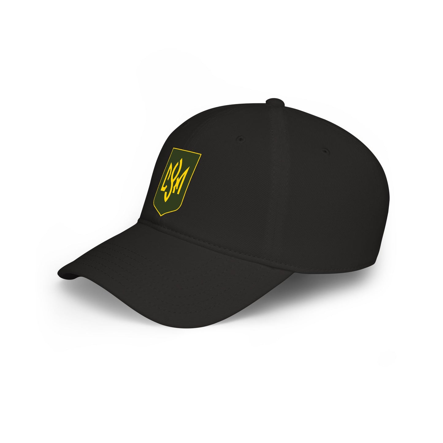CYM Letters Logo Shield Green and Yellow Embroidered Baseball Cap — Low-Profile Hat