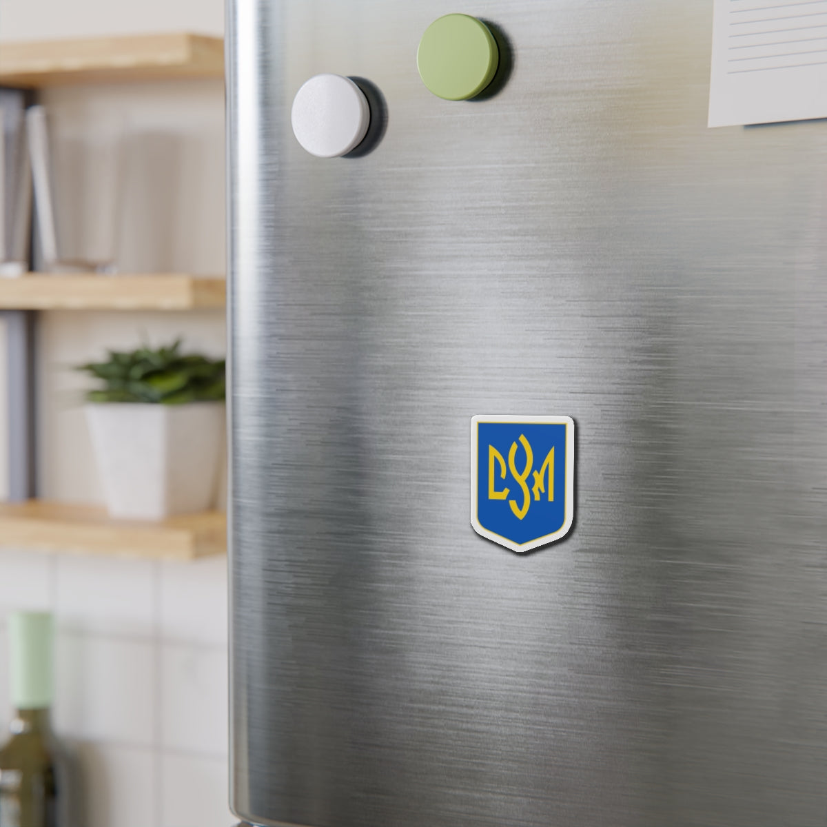 CYM Letters Logo Shield Die-Cut Magnet — Blue & Gold Patriotic Fridge Magnet