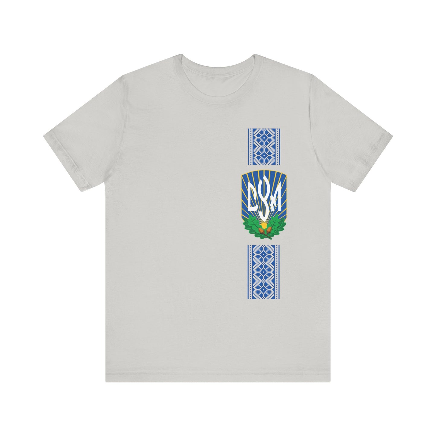 CYM Logo T-Shirt with printed Ukrainian Embroidery Vertical Design