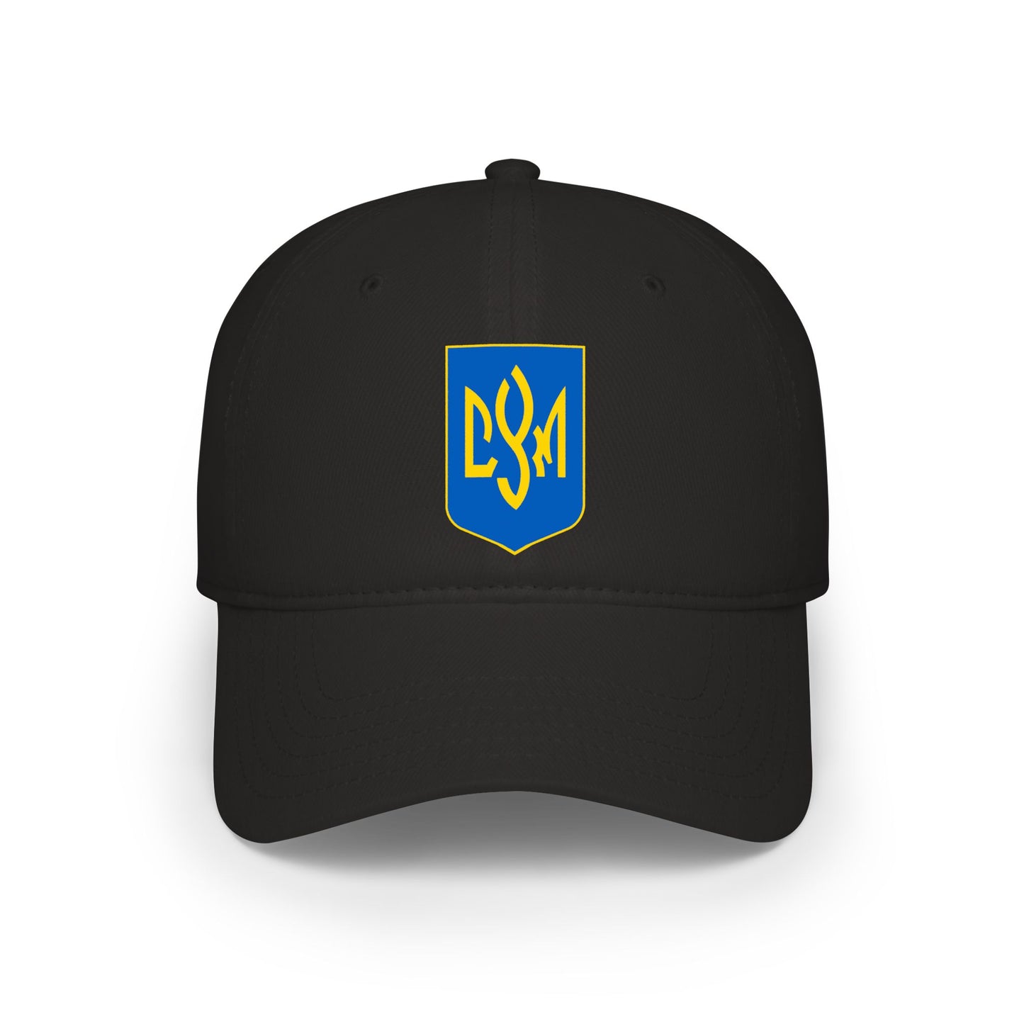 CYM Letters Logo Shield Green and Yellow Embroidered Baseball Cap — Low-Profile Hat