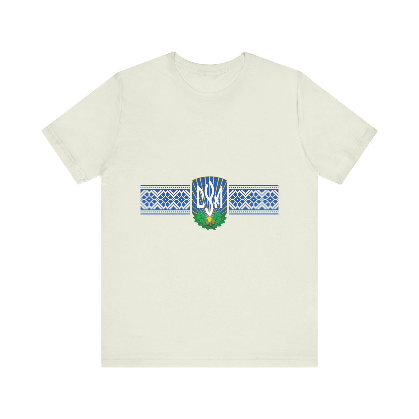 CYM Logo T-Shirt with Printed Ukrainian Embroidery Horizontal Design