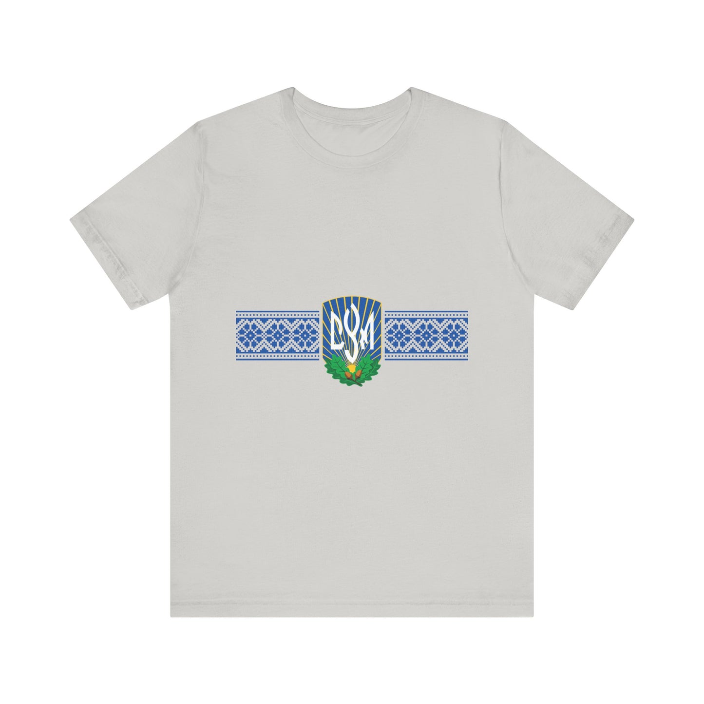 CYM Logo T-Shirt with Printed Ukrainian Embroidery Horizontal Design