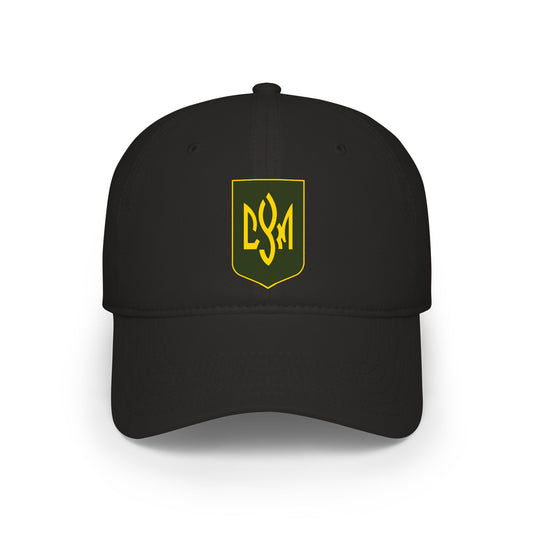 CYM Letters Logo Shield Green and Yellow Embroidered Baseball Cap — Low-Profile Hat