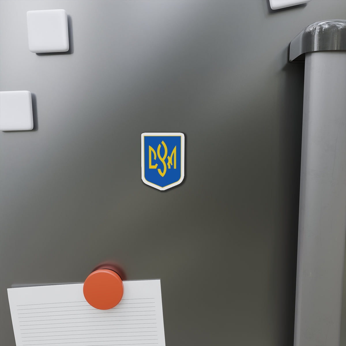 CYM Letters Logo Shield Die-Cut Magnet — Blue & Gold Patriotic Fridge Magnet