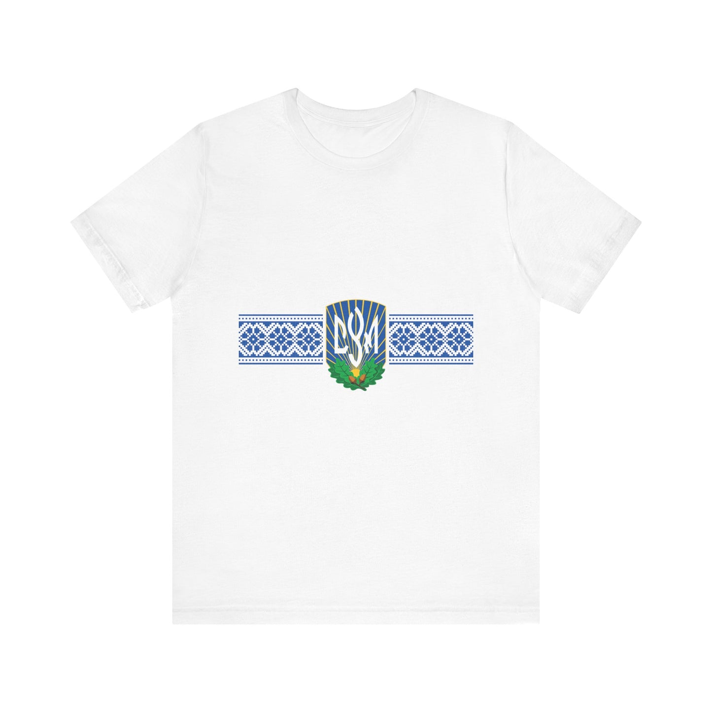 CYM Logo T-Shirt with Printed Ukrainian Embroidery Horizontal Design