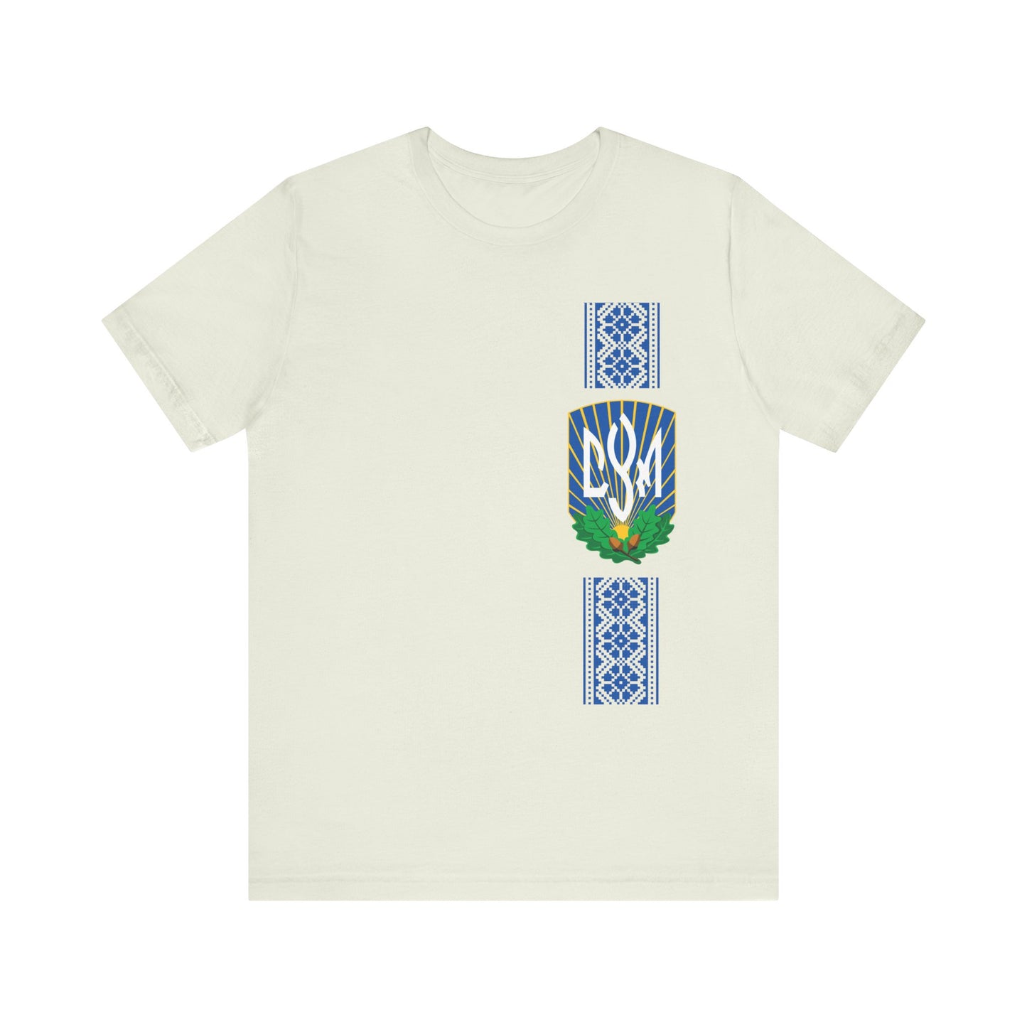 CYM Logo T-Shirt with printed Ukrainian Embroidery Vertical Design