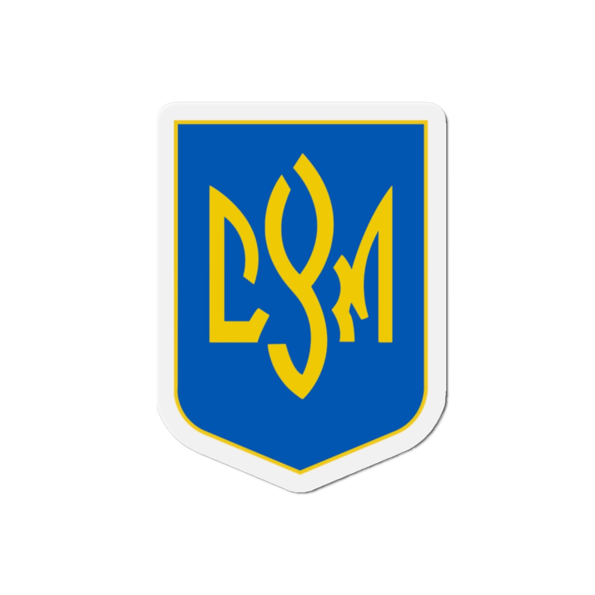 CYM Letters Logo Shield Die-Cut Magnet — Blue & Gold Patriotic Fridge Magnet